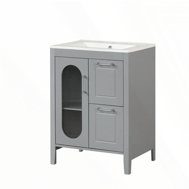Meuble-lavabo 24 po avec lavabo, Gris