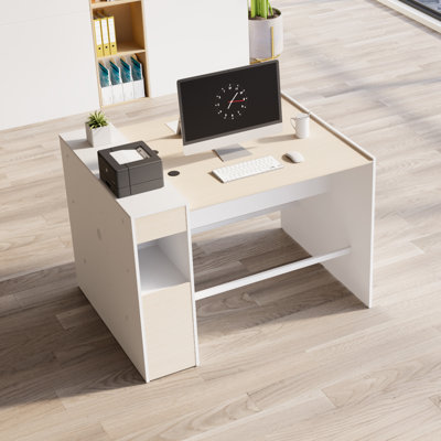Okeysen Modular 2 Person Bar Height Benching Workstation with Storage & Outlets, Stand Up Desk For Office