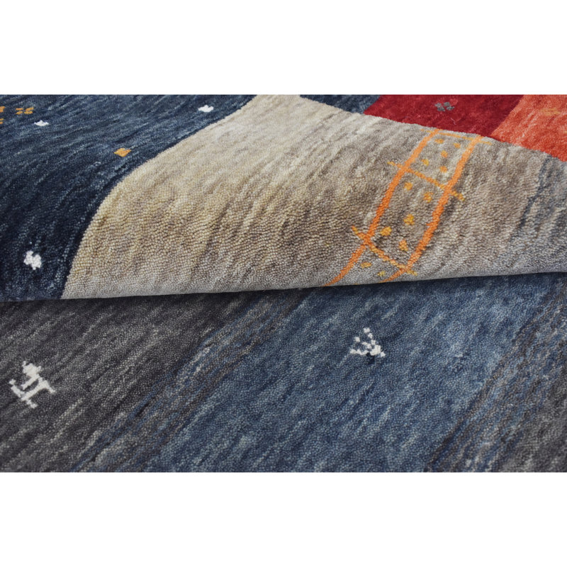Tapis noir et multicolore de haute qualité noué à la main, Rectangle 4 pi x 6 pi