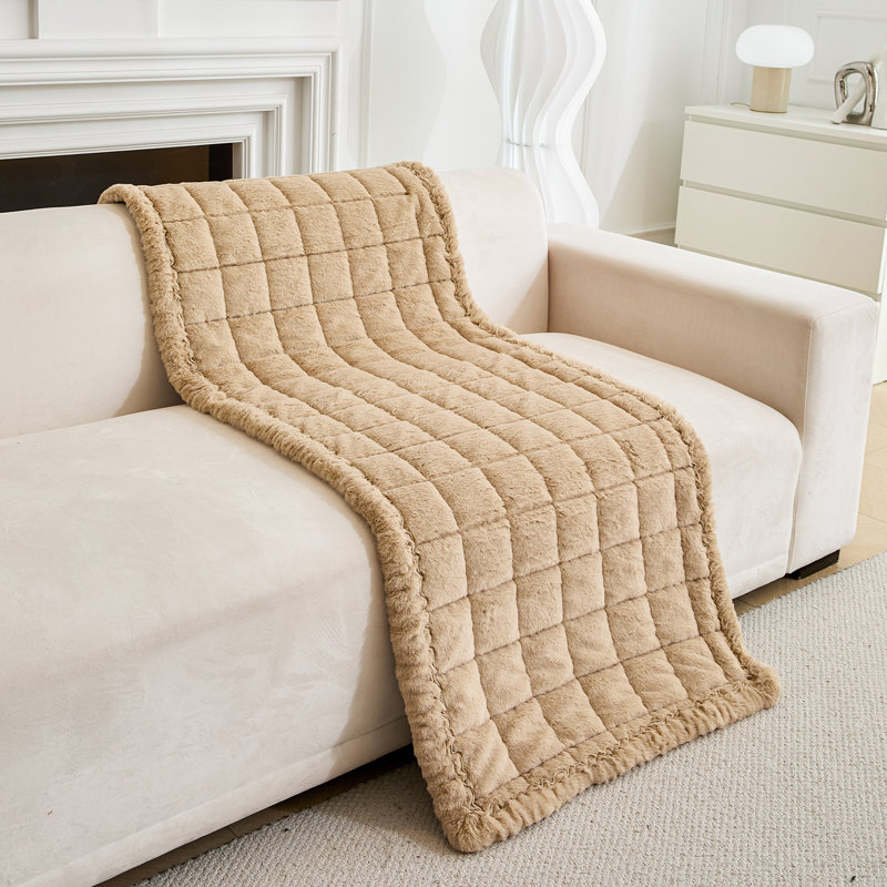 Housse de coussin en fourrure, housse de coussin antidérapante, H 2 po x l 59 po x P 27,56 po, Fausse fourrure taupe clair