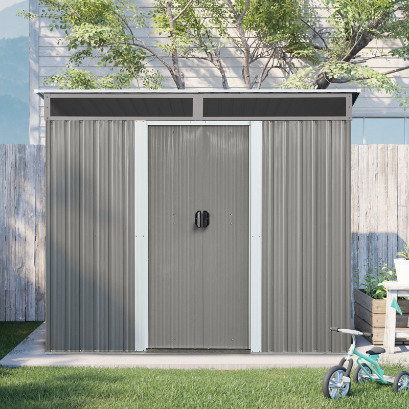 Rangement extérieur 8 X 6 pi avec panneau transparent et portes verrouillables - Ajoute de la valeur à votre espace Glissade à plaque de 8 pi 6 pi convenant à la pelouse et au jardin