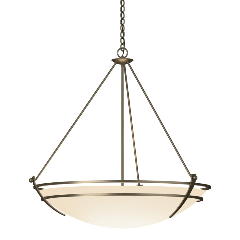 Luminaire suspendu bol 3 lumières Presidio Tryne, Opale, Or doux