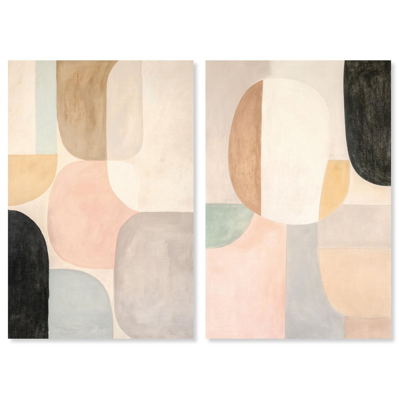 «Soft Cubism Set», reproduction d'art sur toile, ensemble de décorations murales dorées par Art Remedy, 16 x 24