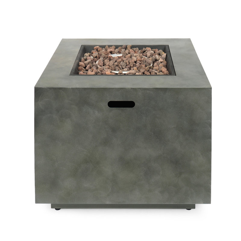 50,000 Iron Fire Pit - Square Shape, Rust-, No Assembly Needed, Stone Gray With Heat Iron, Matte