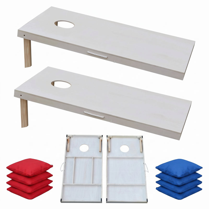 Ensemble de jeu de cornhole en bois toutes saisons - Jeu de lancer de pelouse extérieur