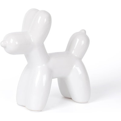 White Cute Ceramic Balloon Dog Statue