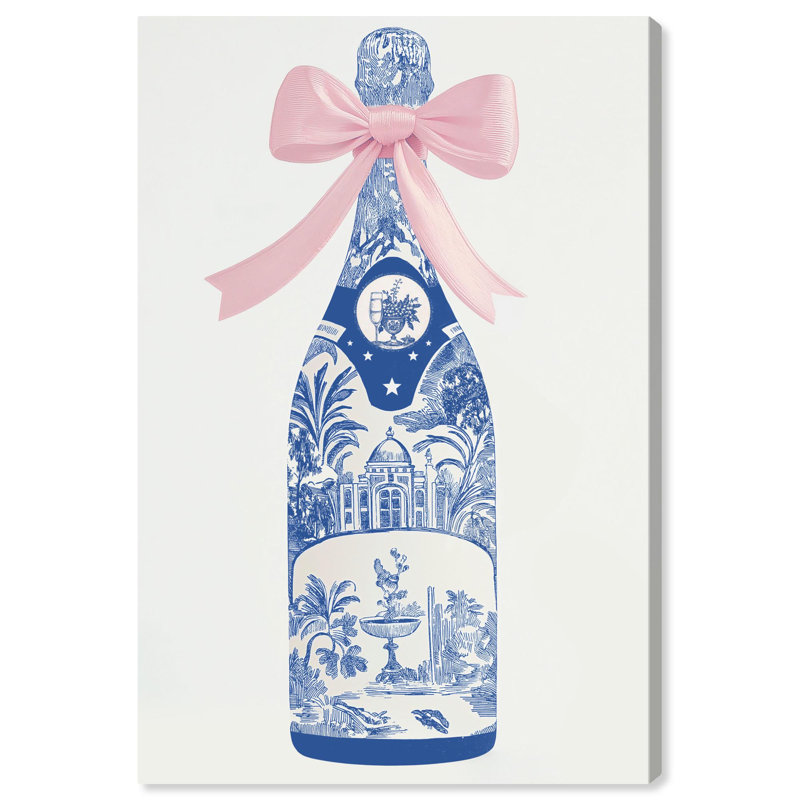 «Champagne and a Bow», toile tendance Art par Art Remedy, Toile tendue, H 54 po x l 36 po