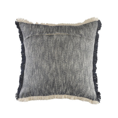 Hand Woven Distressed Solid Color Fringed Cotton Throw Pillow Cover