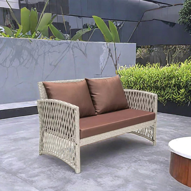 Jakyah 47.42'' Wide Rectangle Wicker Loveseat with Cushions