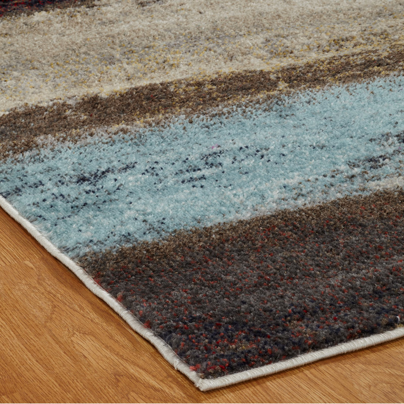 Zakrzewski Abstract Area Rug in Blue, Rectangle 2' x 3'