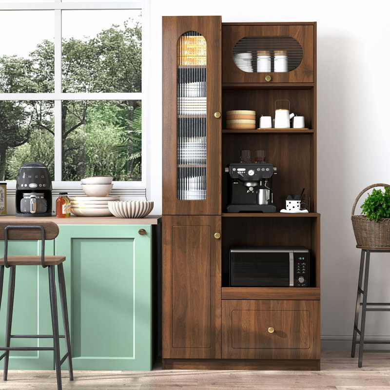 Kitchen Pantry Cabinet with Pull-Out multi-tier shelf