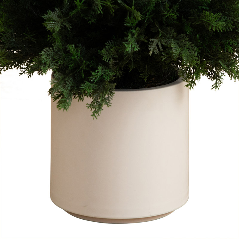 Cèdre artificiel résistant aux rayons UV dans un pot décoratif blanc (intérieur / extérieur), H 60 po x l 20 po x P 20 po