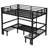 Queen over Queen Pull-Out Bunk Bed with Safety Rails, Lower Bunk Slides in Three Sections, Black-1757619519