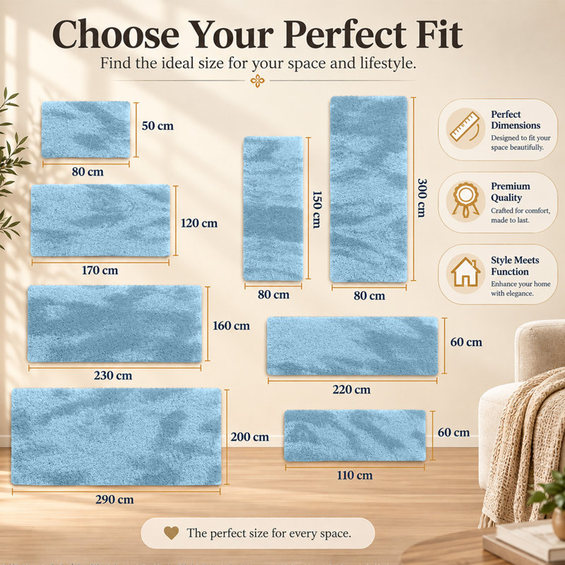 Adela Standard Shag Area Rug, Rectangle 80 x 150 cm