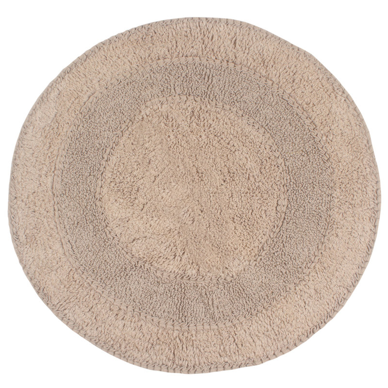 Gadbois Double Ruffle Cotton Round Bath Rug, Linen