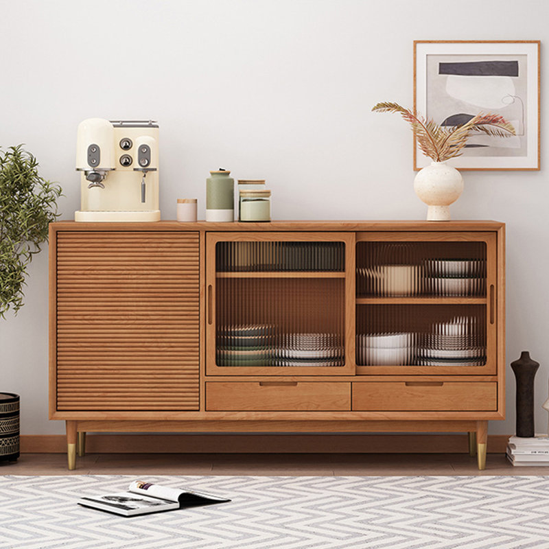 Armoire d'appoint multifonctionnelle en verre, H 34,25 po x l 62,99 po x P 15,75 po