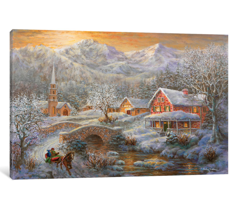 « winter joyeuse », reproduction d’art sur toile, H 40 po x l 60 po x P 1,5 po