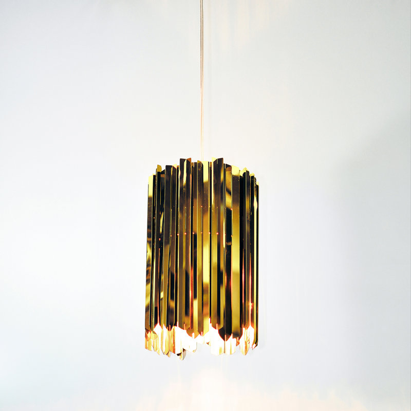 Luminaire suspendu cylindrique à 1 lumière/unique Facet, Laiton poli