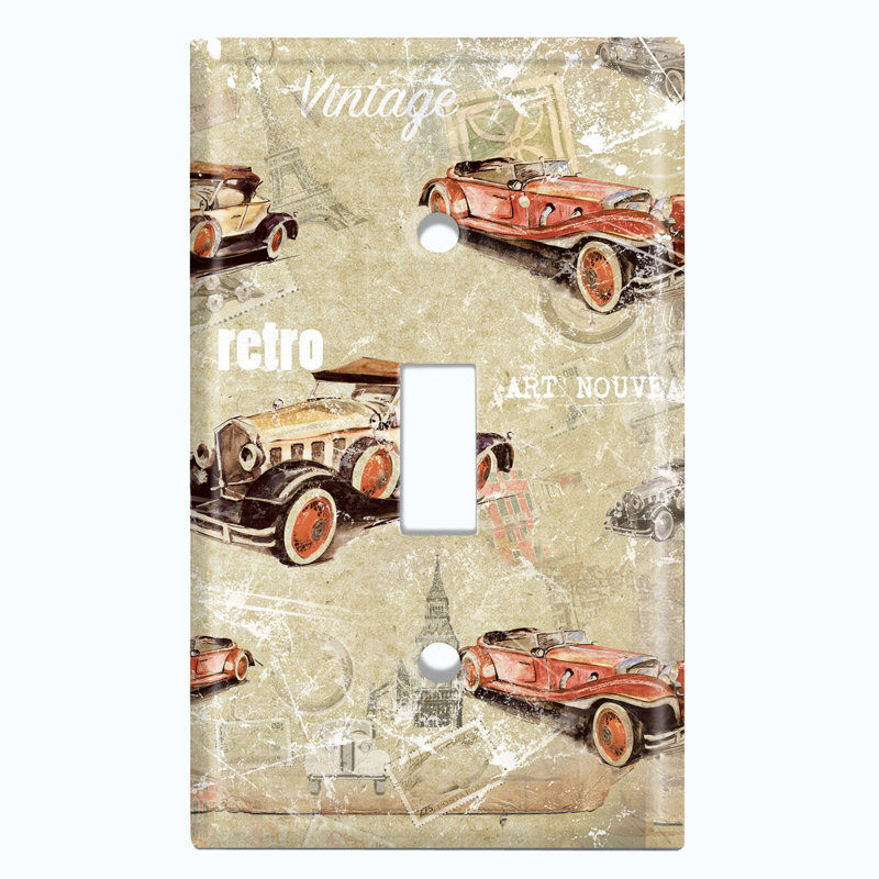 Plaque murale d'interrupteur à bascule Vintage Auto Mobile Classic Beige