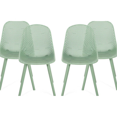 Chaise d'extérieur Posey pour 4 personnes avec aspect et perforation en polypropylène à mailles losangées de 22,08 po de largeur - Motif de lignes épurées et de profondeur 18,23 po