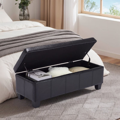 Banc de rangement rectangulaire en bois massif