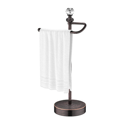  Porte-serviettes debout, porte-serviettes lourd (avec boule de cristal) d'une hauteur totale de 15,7 po pour la cuisine, la salle de bain, le meuble-lavabo, le support à serviettes décoratif classique en métal, bronze huilé