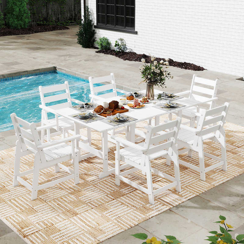 Table et chaises d'extérieur 8 pièces, White