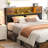 Kalder Bed Frame with LED Light and Charging Station, Metal Frame with Storage Headboard, Large Storage Space, No Spring Box Needed-1849033318-1849033319