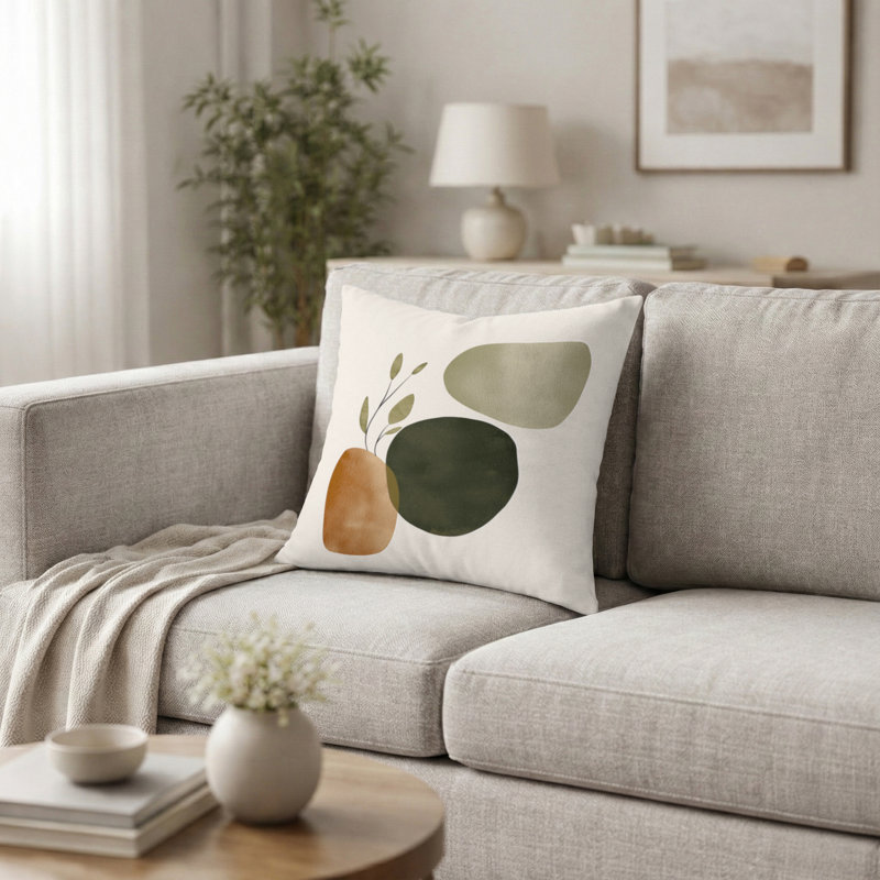 Coussin Mid-Century Modern Cushion - Abstract Shapes, H 20 po x l 20 po