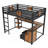 Full Loft Bed With Desk And Non-Woven Fabric Drawers, Metal Loft Bed Frame