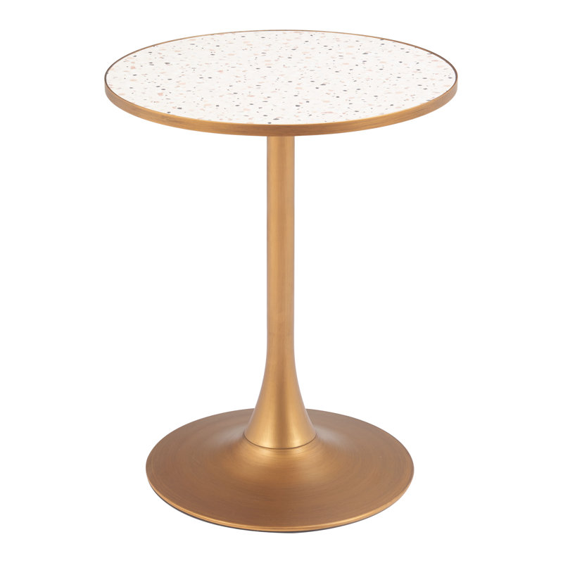 Table bistro Bite noir et bronze, Doré, Beige