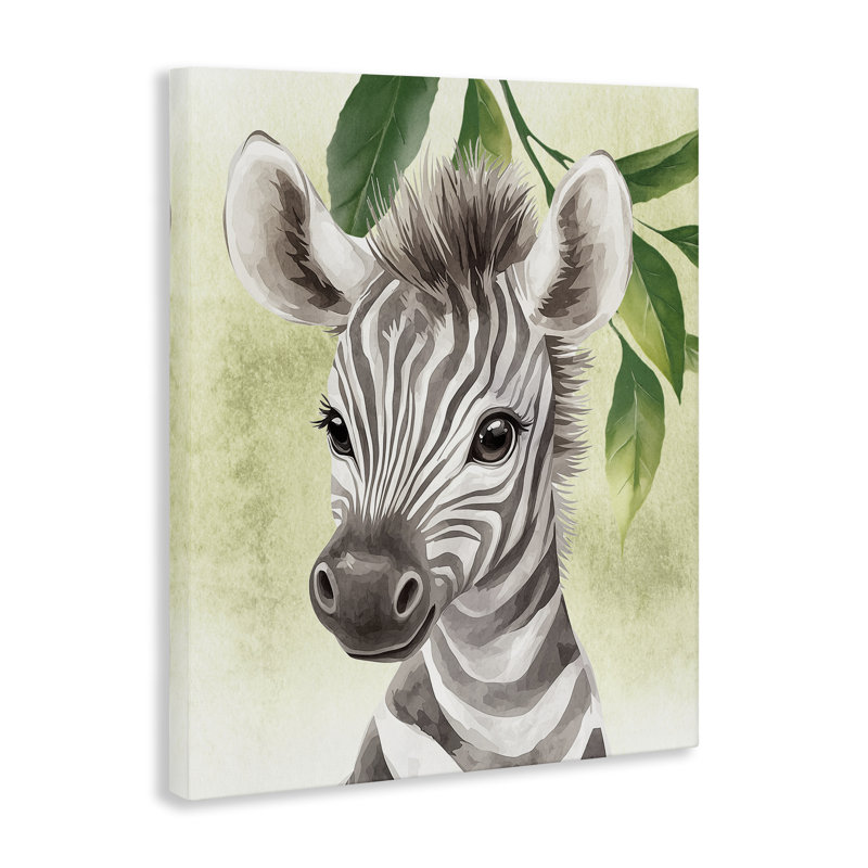«Jungle Friends Baby Zebra», art mural par Christine Simpson, H 48 po x l 36 po