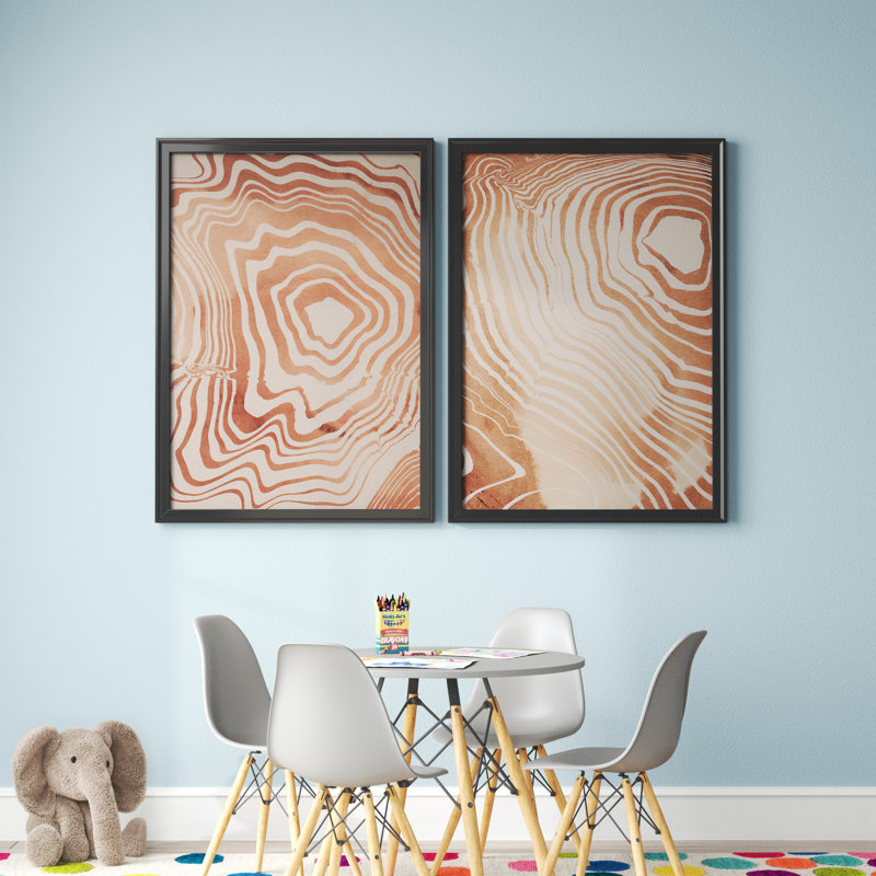 «Wood Grain Suminagashi I», reproduction de photo sur toile 2 pièces, H 36,5 po x l 53 po x P 1,25 po, Noir