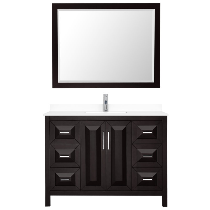 Daria 48'' W Single Vanity, Polished Chrome, White Cultured Marble, Dark Espresso