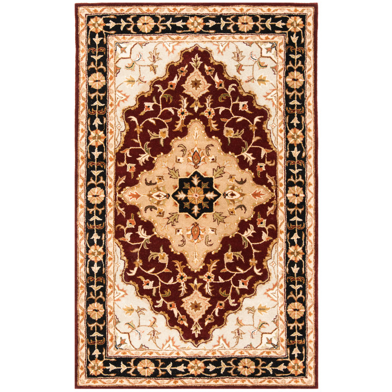 Heritage Red and Black Hand-Tufted Wool Area Rug