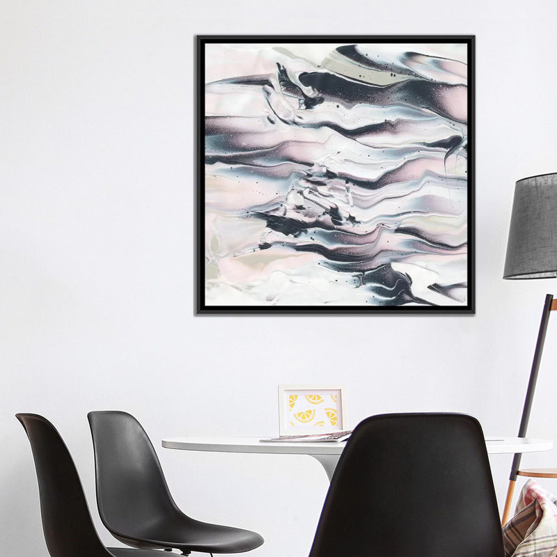 «Marble V Crop», reproduction sur toile tendue, H 18 po x l 18 po x P 1,5 po, Toile avec cadre noir, Pas de tapis