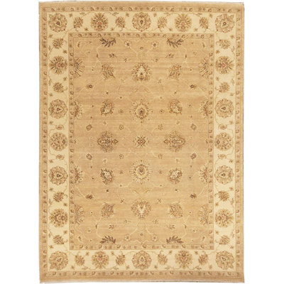 Tapis ivoire et chameau noué à la main de haute qualité