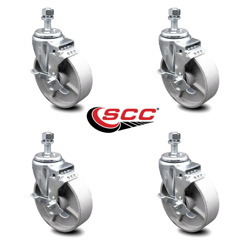 TS Caster - 5" Wheel & 3/8" Stem w/Brake