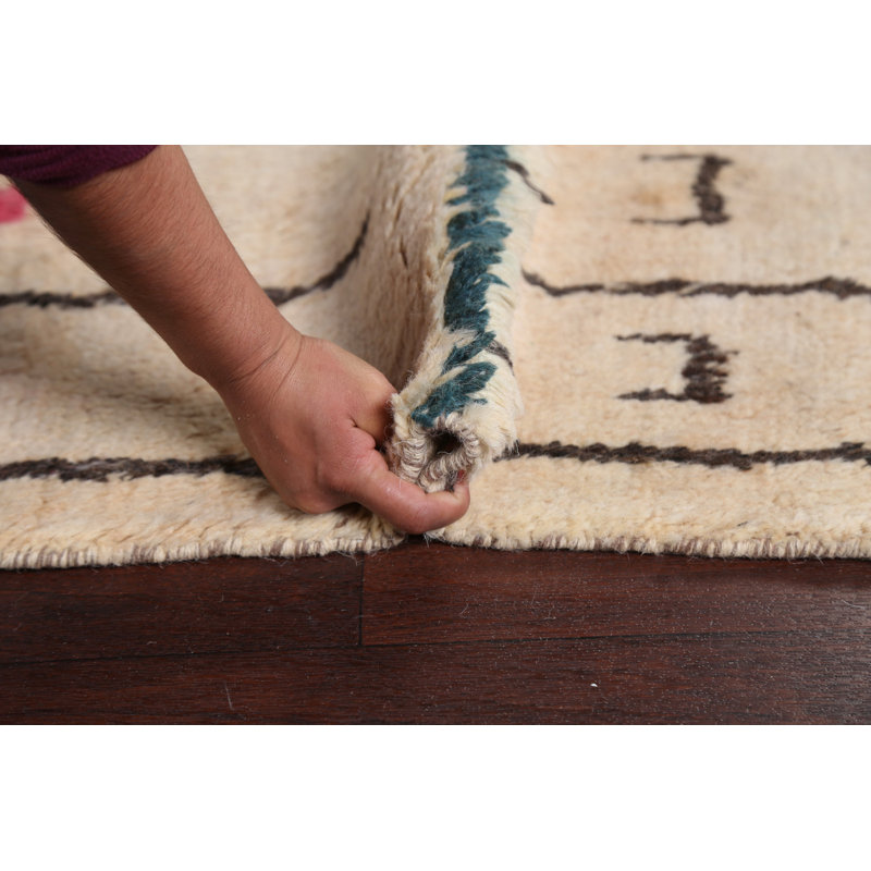 Tapis tribal marocain en laine noué à la main 6 pi 1 po x 9 pi 7 po