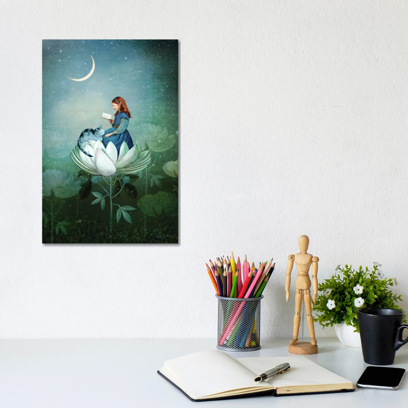 «Blue Stories» par Catrin Welz-Stein - impression d'art graphique, H 12 po x l 8 po x P 0,75 po, Toile tendue, Pas de tapis