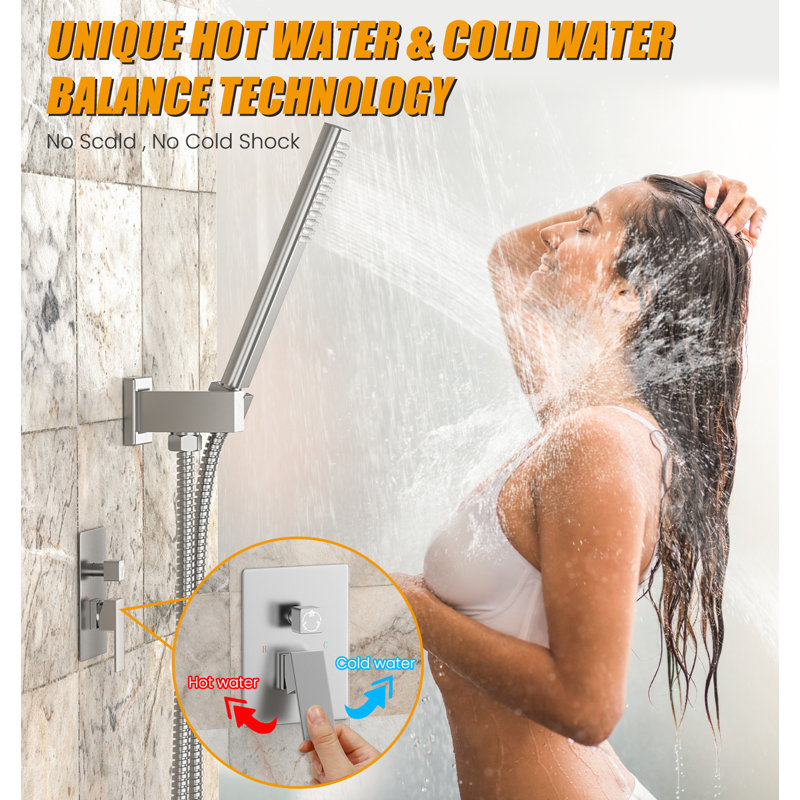 10-inch Plated Suspension Rod Dual-function Shower Set, Brushed Nickel