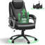 Chaise de bureau ergonomique Kundra 500 lb, chaise de bureau robuste en cuir polyuréthane à haut dossier, chaise d'ordinateur à roulettes à hauteur réglable pour le travail à domicile (noir)