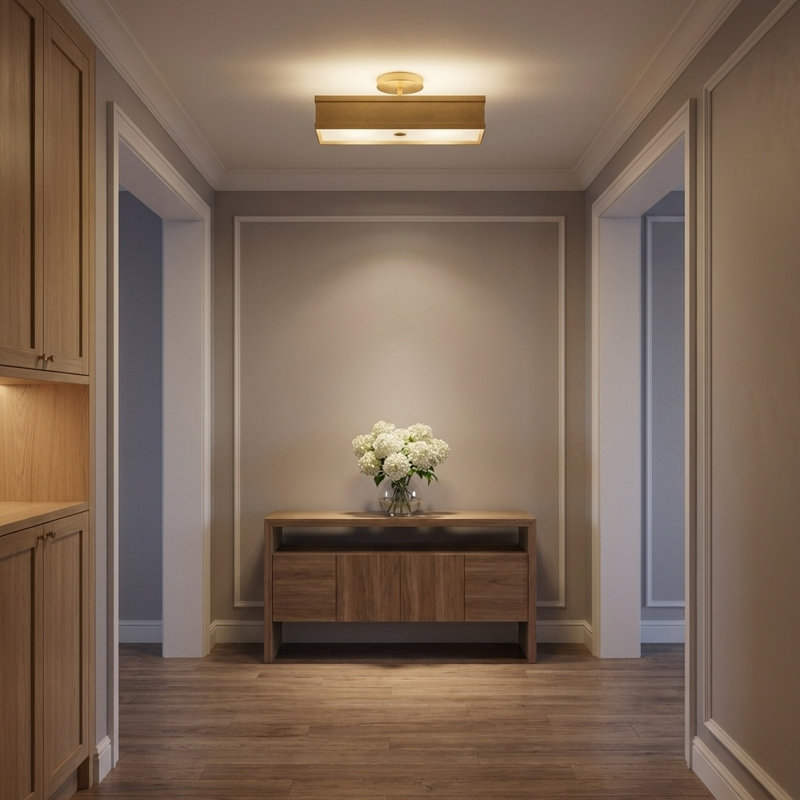 Dupont Square Semi Flush, Gild, 4" H x 12" W x 12" D