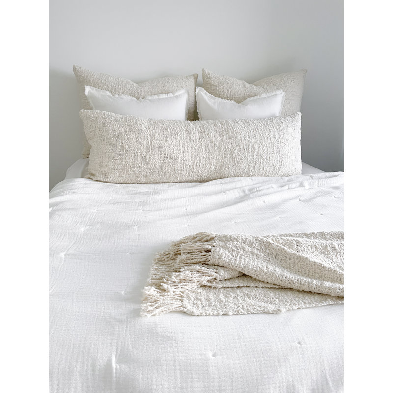 Cozy Lumbar Pillow Cover, Beige, Down Alternative, 20" H x 54" W