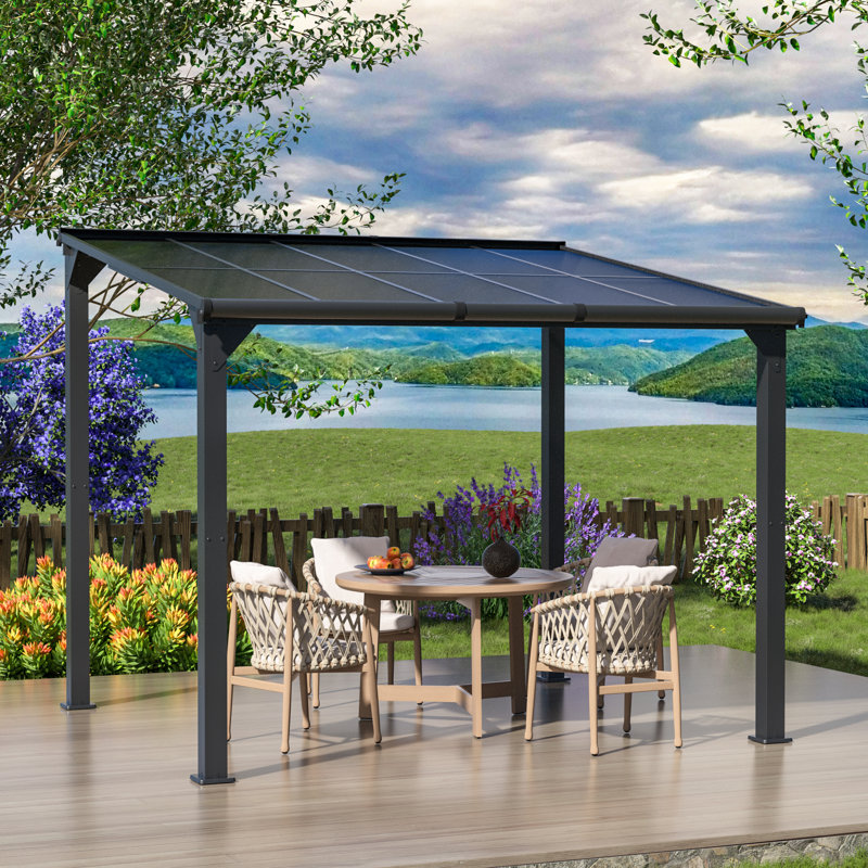 8x10 Ft Outdoor Metal Pavilion Gazebo With Aluminum Frame