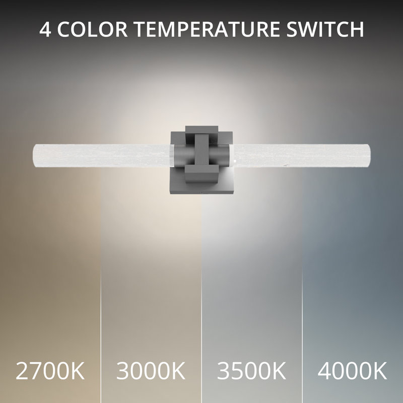 Ripple 24" LED Bath Vanity & Wall Light With Glass Shade and Built In Color Temperature Switch from 2700K/3000K/3500K/4000K