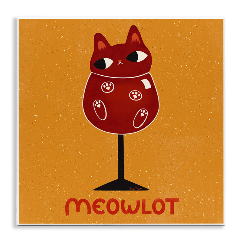 Plaque murale Meowlot Cat Merlot, design par Carrie Cantwell