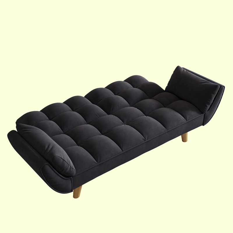 Kaura Upholstered 74'' Sofa, Black Polyester Blend
