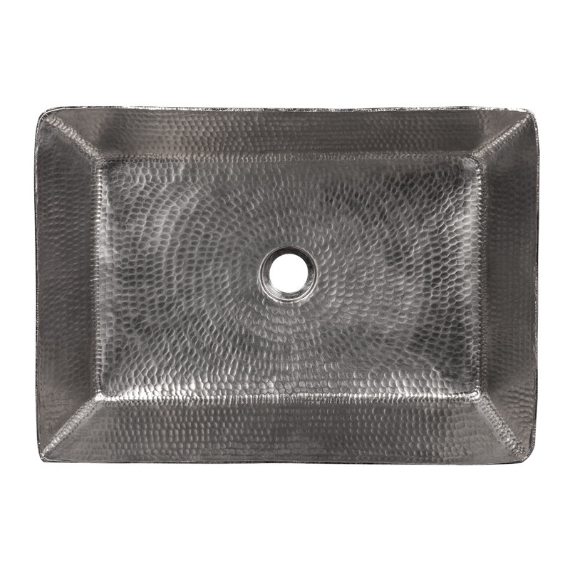 20" Rectangle Vessel Hammered Copper Sink in Nickel