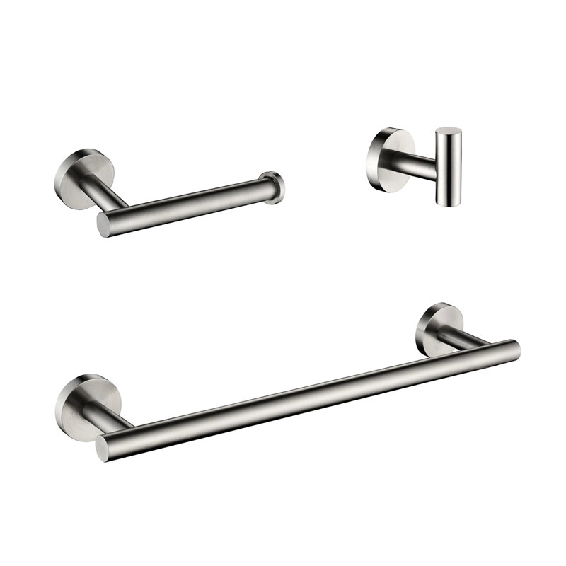 3 Bathroom Fittings In Brushed Nickel, Stainless Steel, Modern , Scratch-, Corrosion, Straightforward Installation Approach Accessory Outlook, Uncomplicated Practice